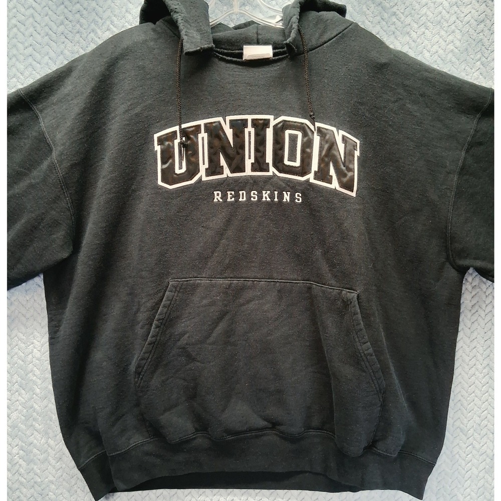 Champion Union H.S. Redskins Hoodie Black Graphic Pullover Sweatshirt XXL